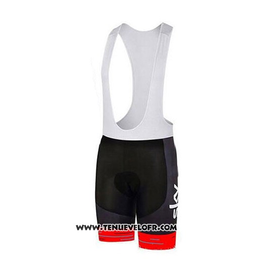 2018 Maillot Ciclismo Sky Noir et Rouge Manches Courtes et Cuissard